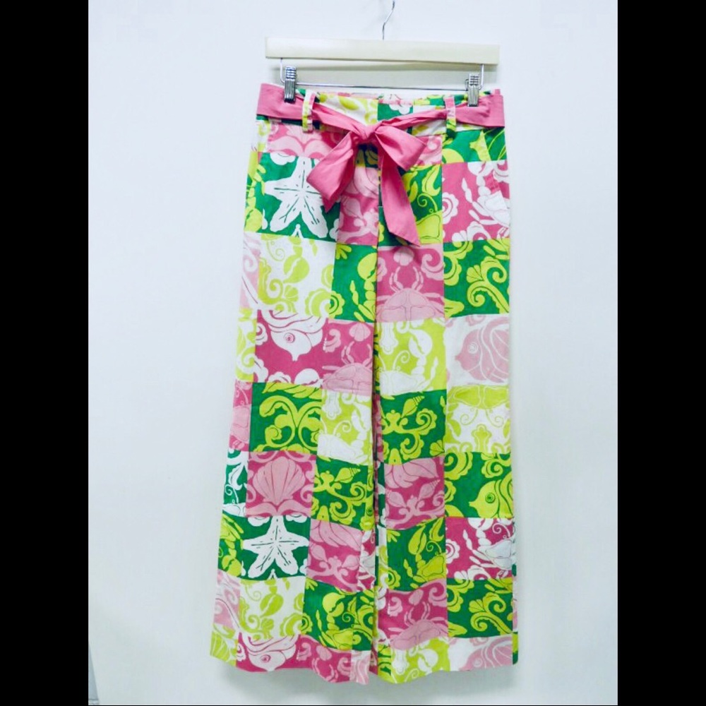 Lilly Pulitzer Sea Life Print Patchwork Pants Sz 2